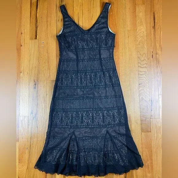 Ideology Black And Cream Mesh Net Dress Size M - Picture 2 of 7